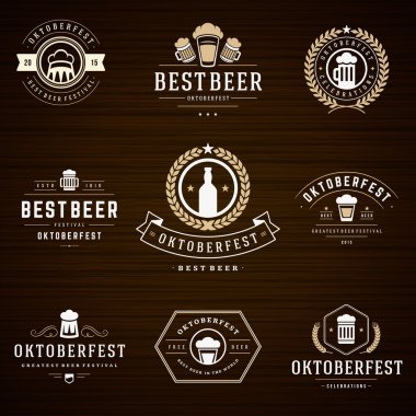 Beer festival Oktoberfest labels, badges and logos set