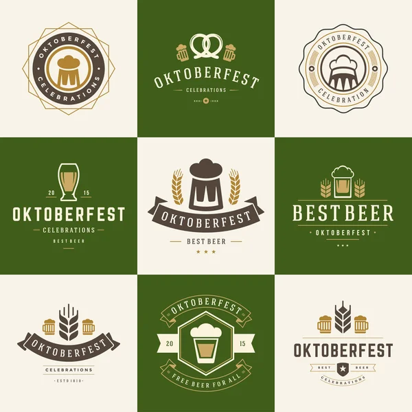 Conjunto de distintivos y logotipos Festival de la cerveza Oktoberfest — Archivo Imágenes Vectoriales