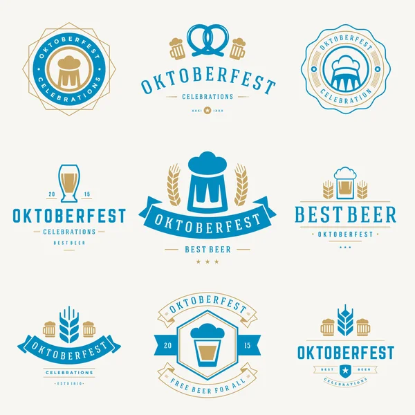 Conjunto de distintivos y logotipos Festival de la cerveza Oktoberfest — Archivo Imágenes Vectoriales