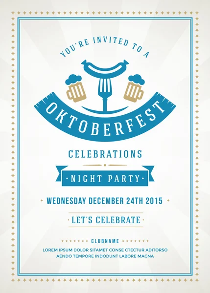 Oktoberfest beer festival poster or flyer template — Stock vektor