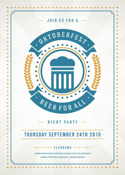 Oktoberfest beer festival poster or flyer template — Stockový vektor
