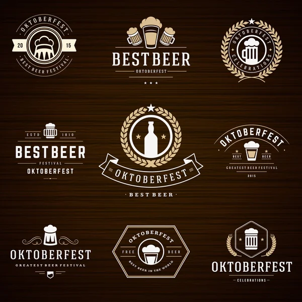 Beer festival Oktoberfest labels, badges and logos set — Stockvector