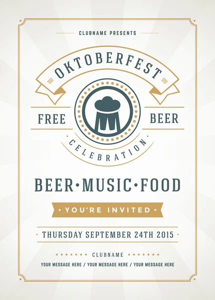 Oktoberfest bier festival typografische poster — Stockvector