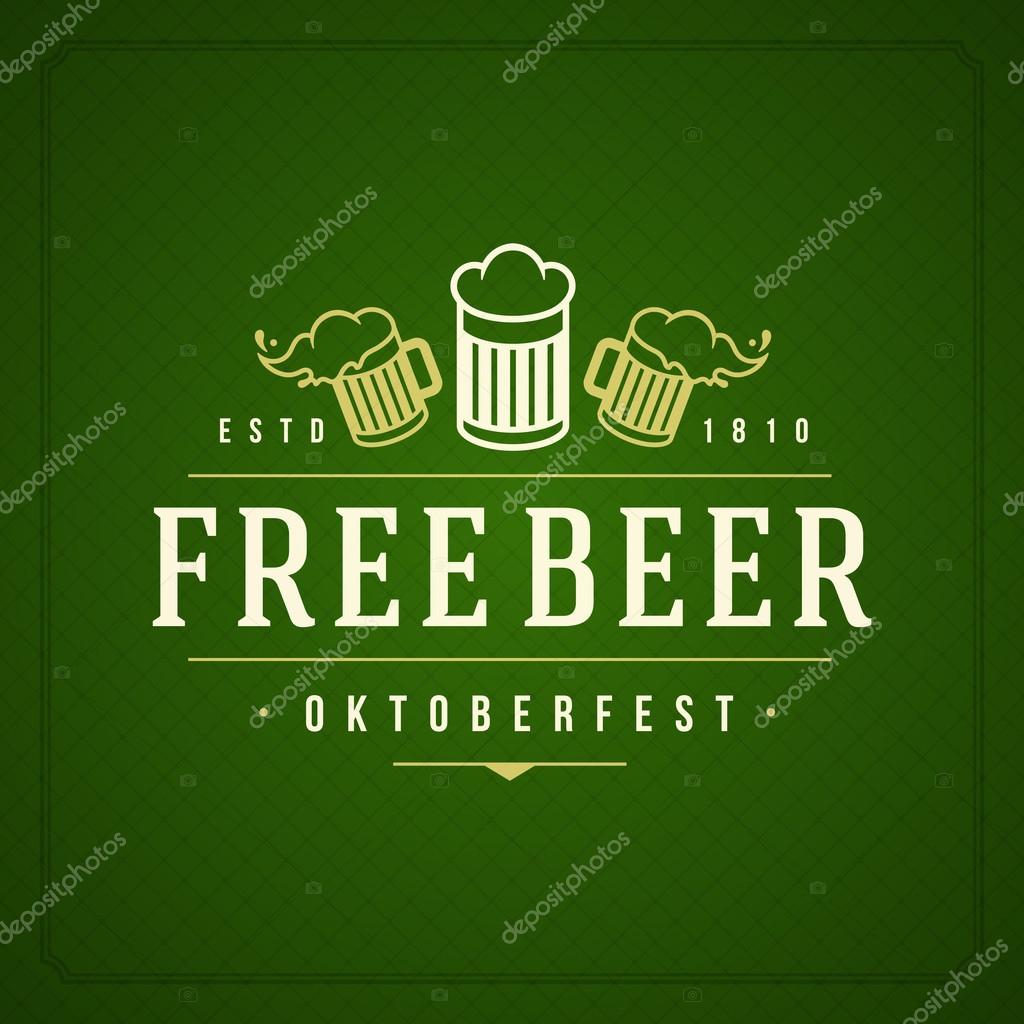 Oktoberfest vintage poster or greeting card and textured background. Beer festival celebration. Vector illustration