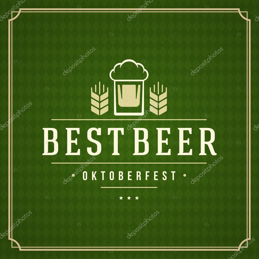 Oktoberfest vintage poster or greeting card and textured background. Beer festival celebration. Vector illustration