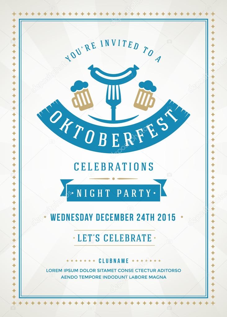 Oktoberfest beer festival celebration retro typography poster or flyer template