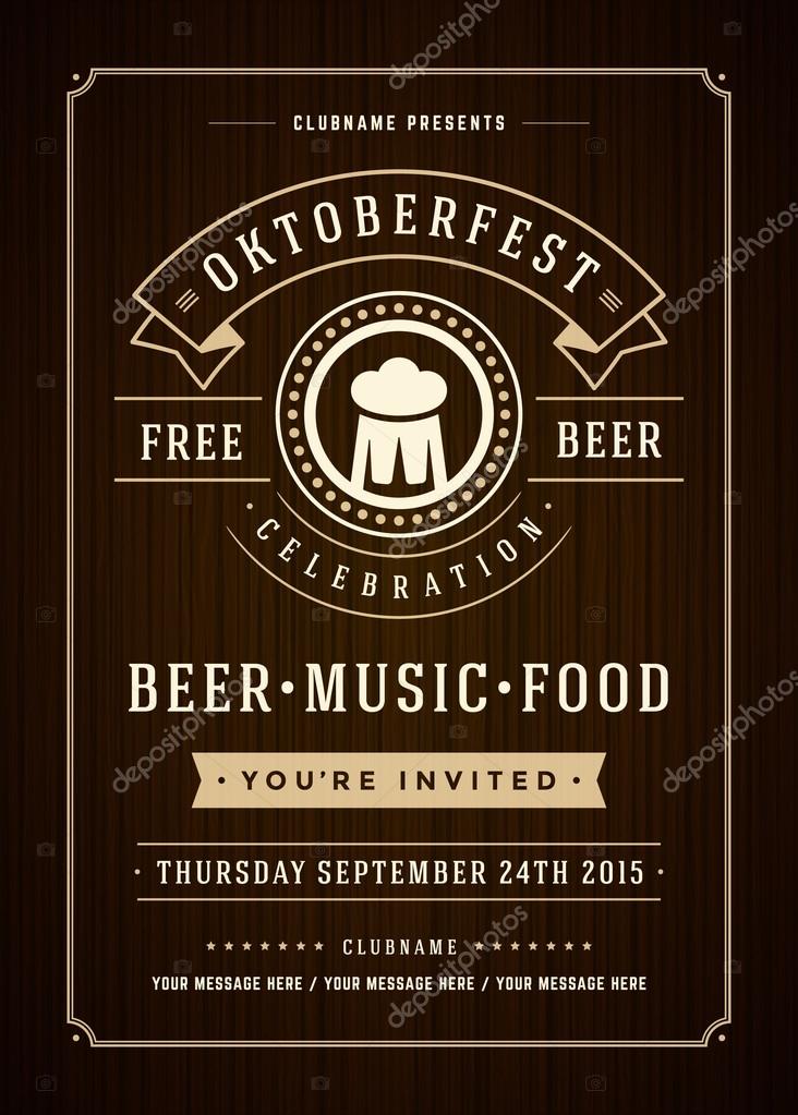 Oktoberfest beer festival celebration retro typography poster or flyer template