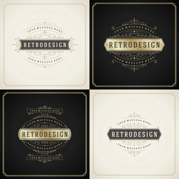 Adorno Vintage decoración de marco de borde de estilo dorado y grunge — Vector de stock