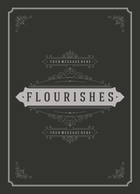 Vintage süsleme tebrik kartı vektör şablonu