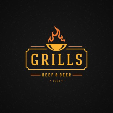 Grill Design Element in Vintage Style for Logotype
