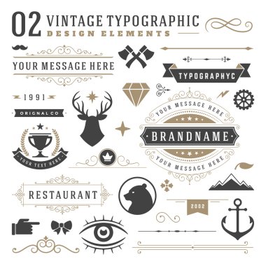 Retro vintage tipografik tasarım öğeleri