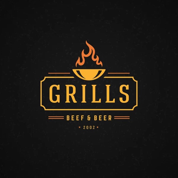 Grill Design Element in Vintage Style for Logotype — Stok Vektör