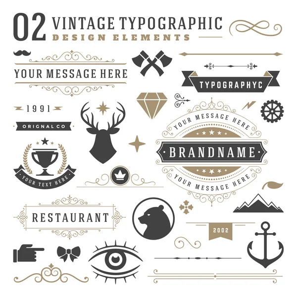 Éléments de design typographique vintage rétro — Image vectorielle