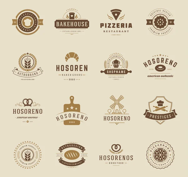 Logos, Abzeichen und Etiketten von Bäckereien — Stockvektor