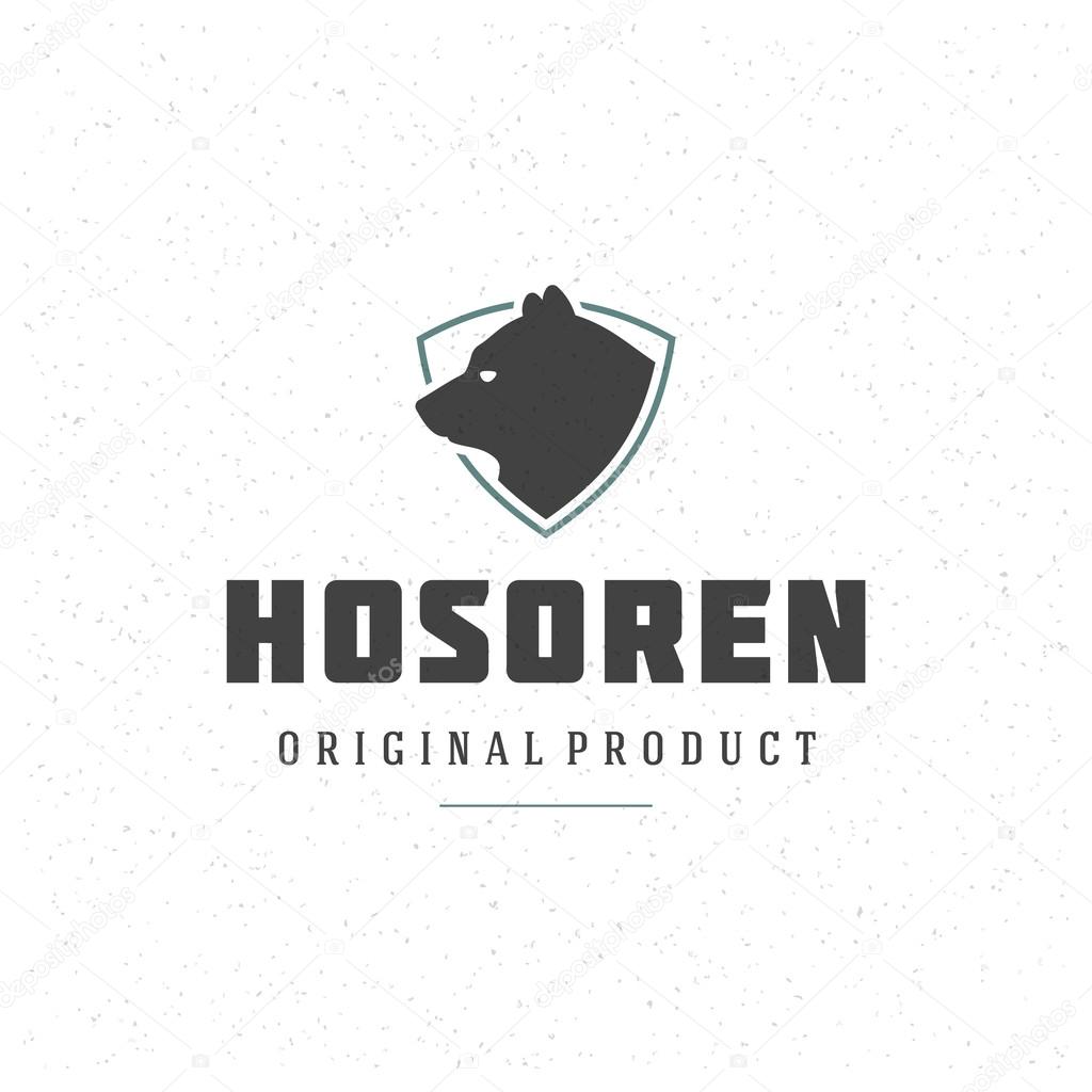 Retro Vintage Insignia or Logotype Vector design element, business sign template bear face