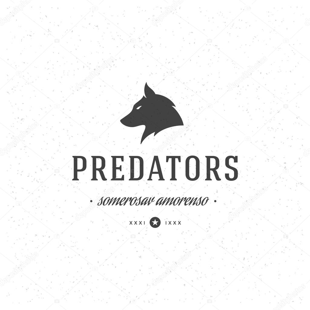 Retro Vintage Insignia or Logotype Vector design element, business sign template wolf face