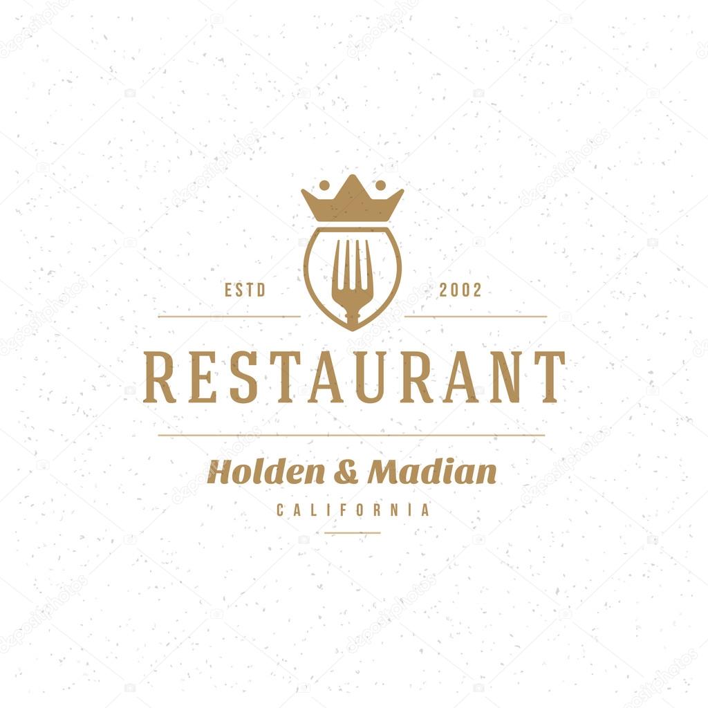 Restaurant Shop Design Element in Vintage Style for Logotype, Label, Badge and other design. Fork retro vector illustration