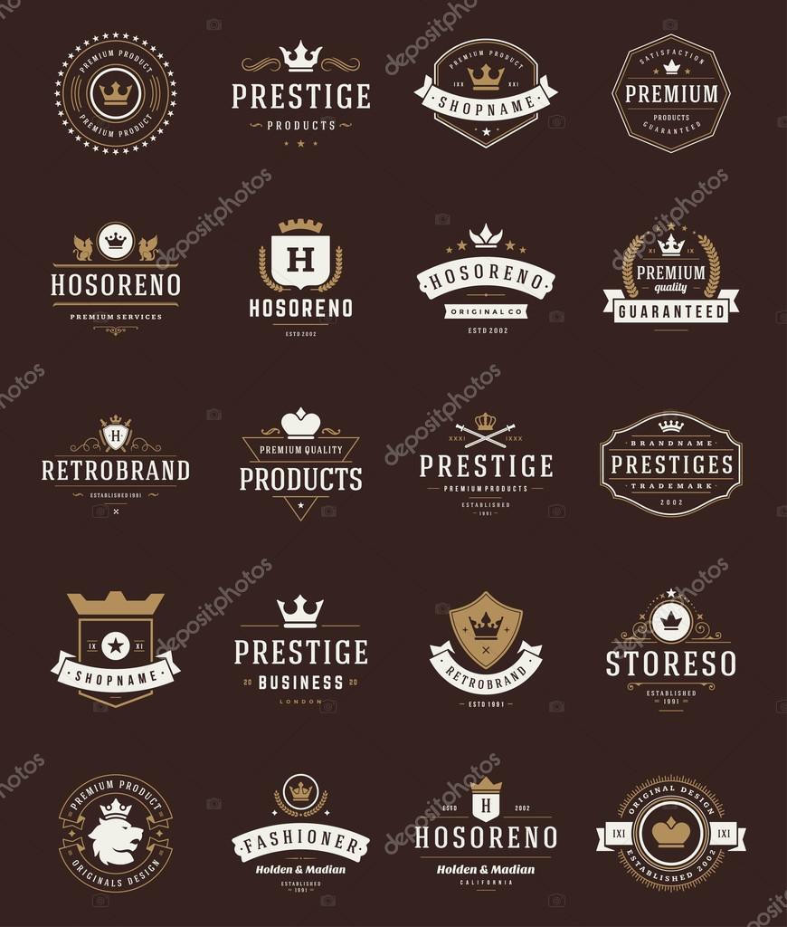 Retro Vintage Premium Quality Labels and Crowns set. Vector design elements, signs, logos, identity, labels, badges, stickers and stamps. Satisfaction Guaranteed