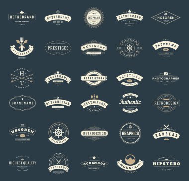 Retro Vintage Logotype ya da amblem seti