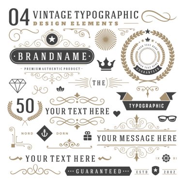 Retro vintage typographic design elements clipart
