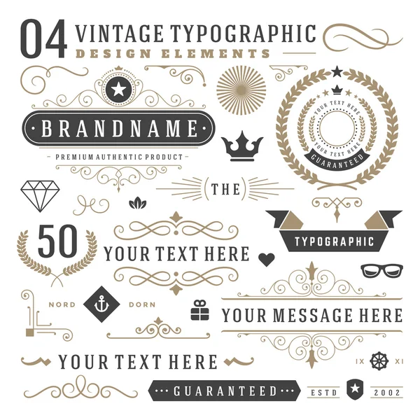 Éléments de design typographique vintage rétro — Image vectorielle