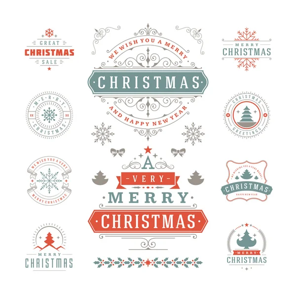 Étiquettes et insignes de Noël Design vectoriel — Image vectorielle