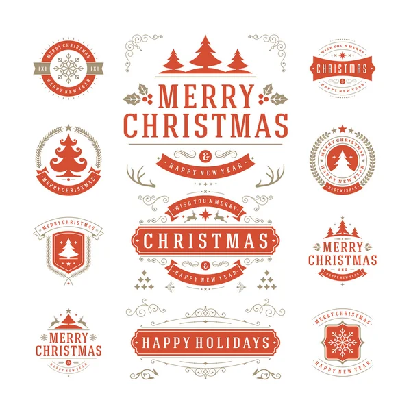 Christmas Labels and Badges Vector Design — Stock Vector
