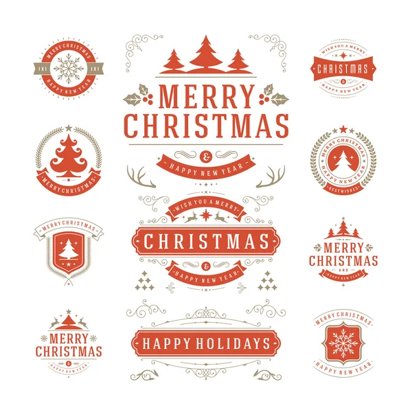 Étiquettes et insignes de Noël Design vectoriel — Image vectorielle