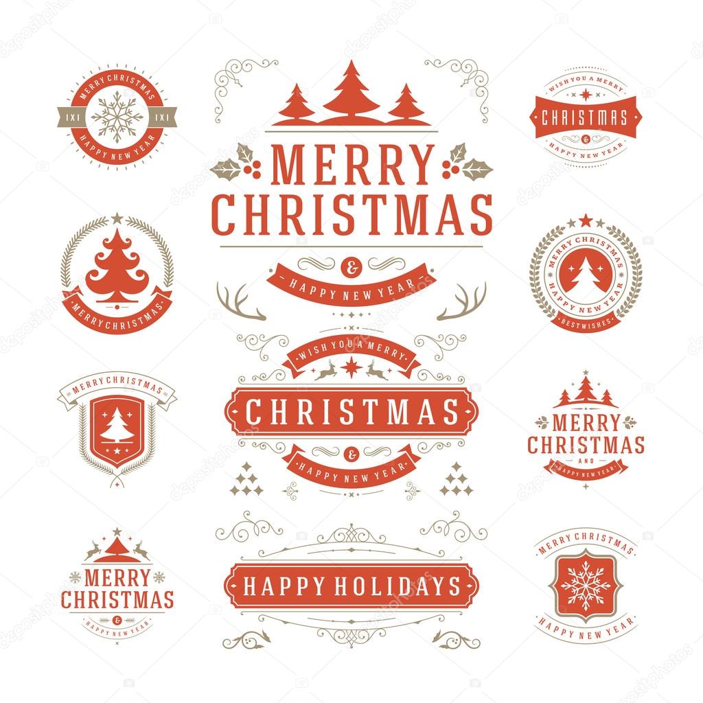 Christmas Labels and Badges Vector Design