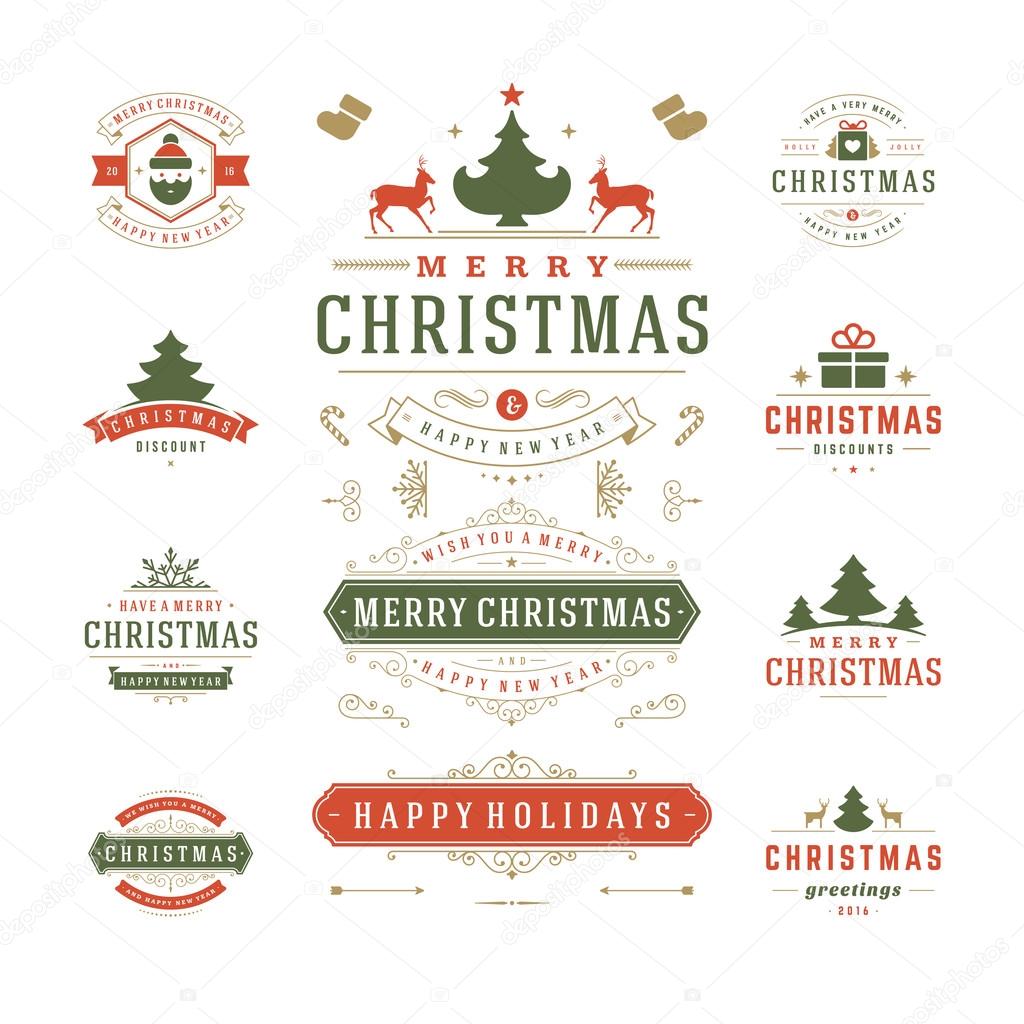 Christmas Labels and Badges Vector Design