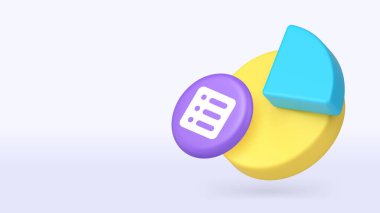 İş planlama verimliliği analizi 3D simge afişi fotokopi alanı illüstrasyonu. Ticari verimlilik yönetimi pazarlama analizi istatistiksel grafik kontrolü