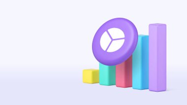 İş analizi istatistik grafik diyagramı 3d afiş fotokopi uzay vektör çizimi. Ticari yönetim finansal verimlilik verimlilik bilgi analiz stratejisi geliştirme