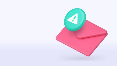 Önemli mesaj uyarı zarfı 3d simge pankartı kopya uzay vektörü illüstrasyonu. Güvenlik yazışmaları. Acil farkındalık. Gelen kutusuna gelen posta bildirisi uyarısı.