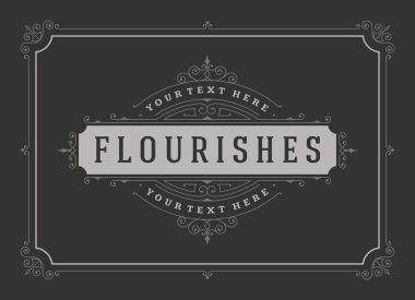 Vintage süsleme tebrik kartı vektör şablonu.