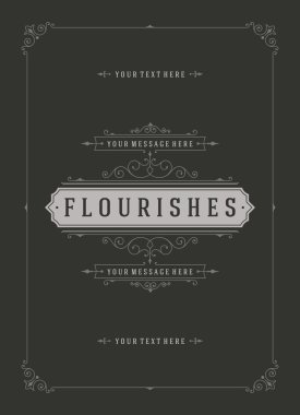 Vintage süsleme tebrik kartı vektör şablonu.