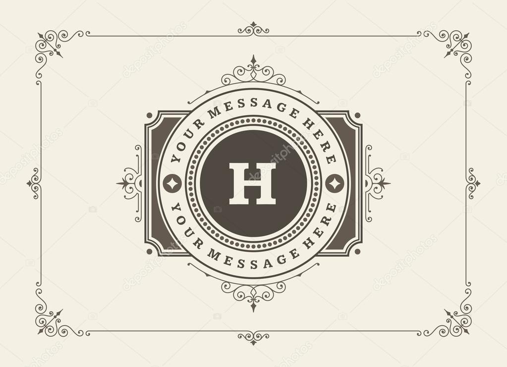 Vintage ornament greeting card vector template.