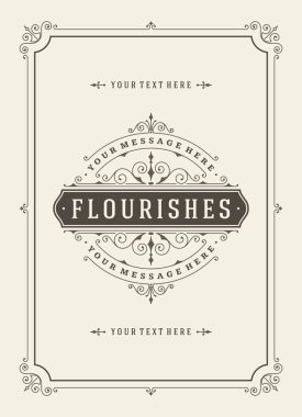 Vintage süsleme tebrik kartı vektör şablonu