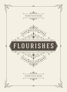 Vintage süsleme tebrik kartı vektör şablonu