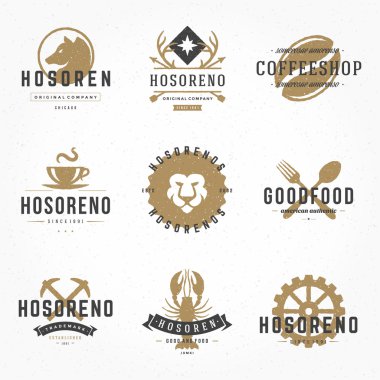 Set hand drawn style retro logos or badges