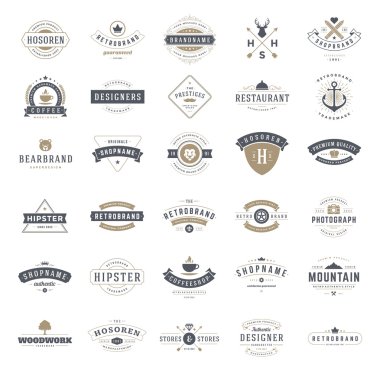 Retro Vintage Logotypes or insignias set. Vector design elements clipart