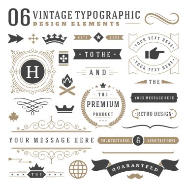 Retro vintage typographic design elements clipart