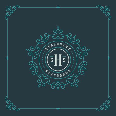 Lüks Logo şablonu kaligrafi zarif süsleme satırları geliştiği