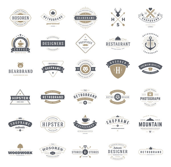 Retro Vintage Logotypes or insignias set. Vector design elements