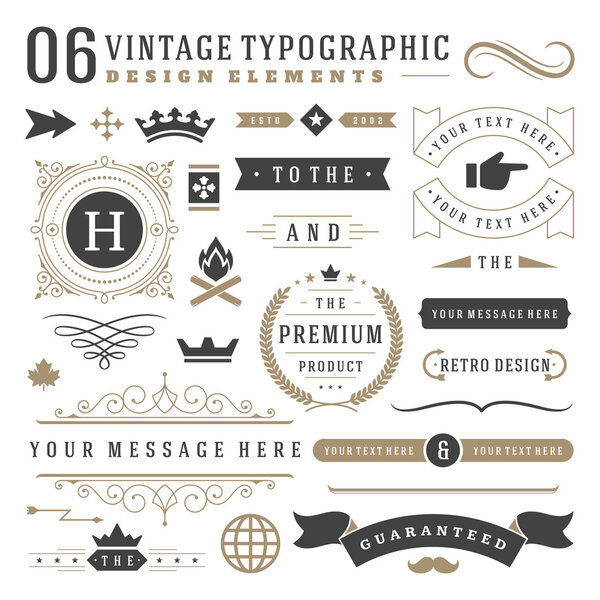 Ретро-винтажные элементы типографического дизайна
