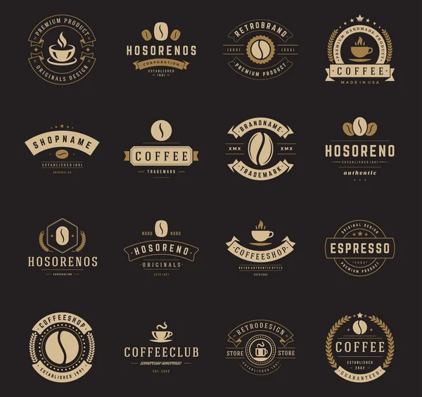 Coffee Shop logo, rozetleri ve etiket tasarım öğeleri kümesi — Stok Vektör