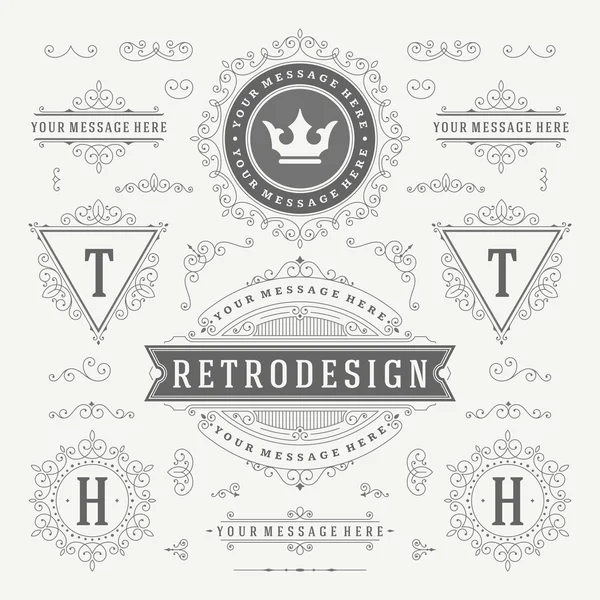 Vintage Vector ornamenten decoraties ontwerpelementen — Stockvector