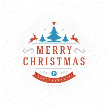 Merry Christmas Greeting Card Typography and Decorations