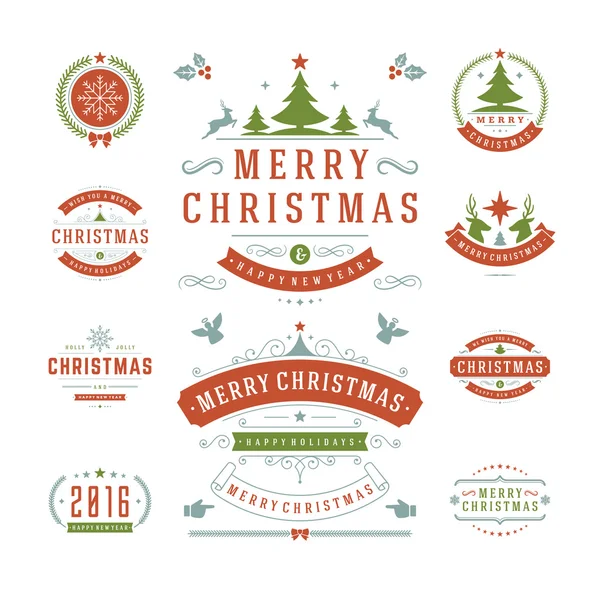 Christmas Labels and Badges Vector Design — Stock Vector