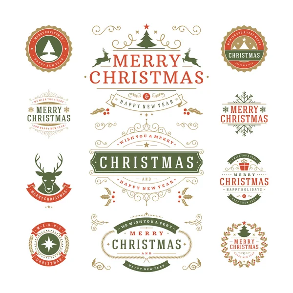 Étiquettes et insignes de Noël Design vectoriel — Image vectorielle