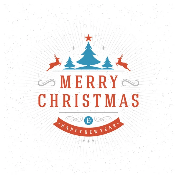Joyeux Noël Carte de souhaits Typographie et décorations — Image vectorielle